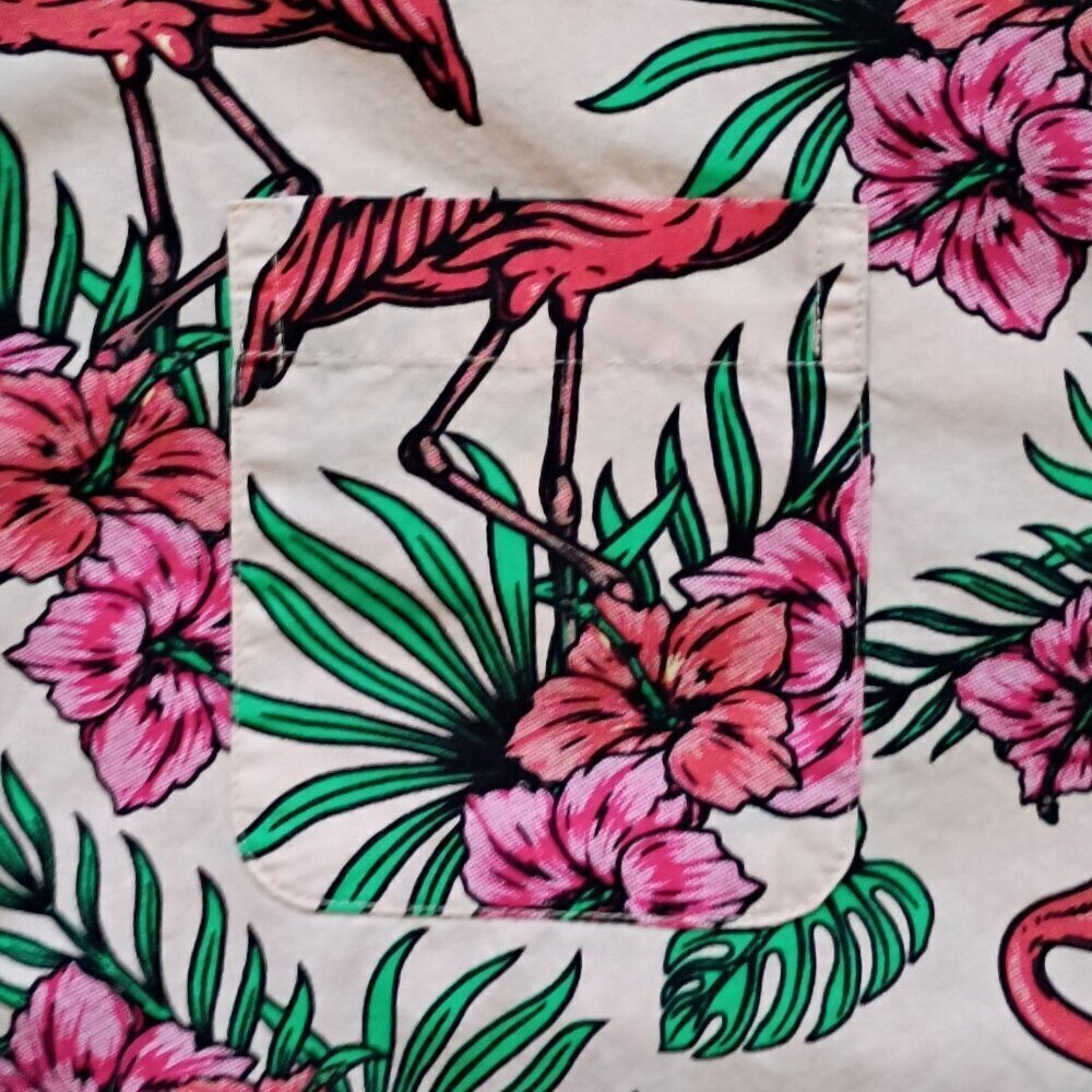 Massive Shirt Hawaiian Flamingo Cotton Short Sleeve Button Down XL - Picture 5 of 9